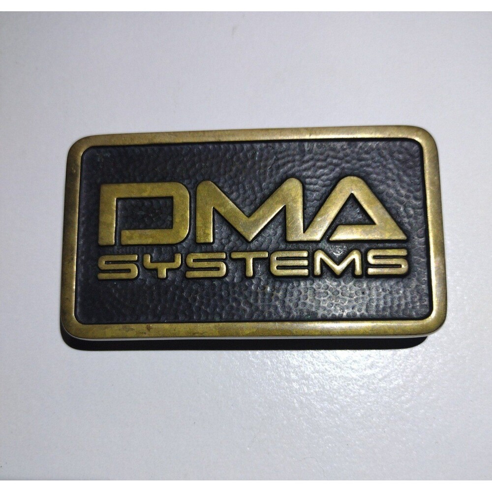 Vintage - DMA Systems Belt Buckle - 1983 - Handmade- Solid Brass